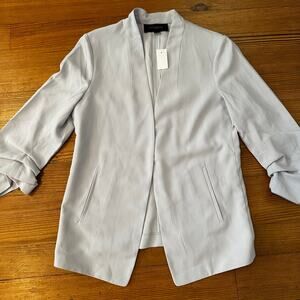 NWT Ann Taylor pastel blue ruched sleeve open blazer jacket SIZE 8